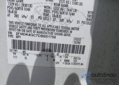 2013 Ford Edge Se z USA, uszkodzony, nr VIN 2FMDK4GC7DBB51758